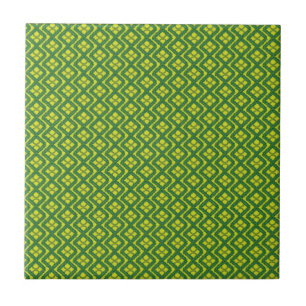 Carreau En Céramique Géométrique Green Garland Carré motif de vacances