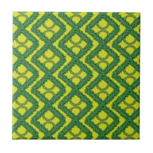 Carreau En Céramique Géométrique Green Garland Carré motif de vacances
