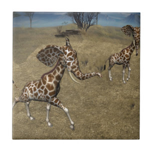 Carreau En Céramique Giraffes d'éléphants mignons