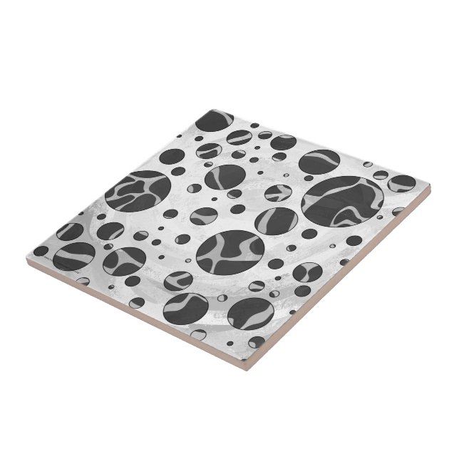 Carreau En Céramique Giraffy Polka Dot noir et gris clair Impression (Côté)