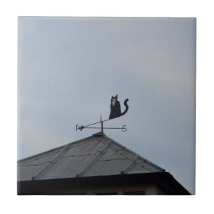 Carreau En Céramique Girouette Chat Noir