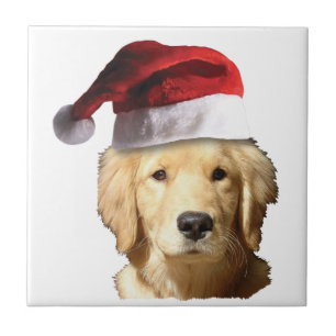 Carreau En Céramique Golden Retriever de Noël