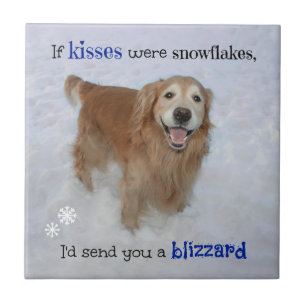 Carreau En Céramique Golden Retriever Snowflers Kisses