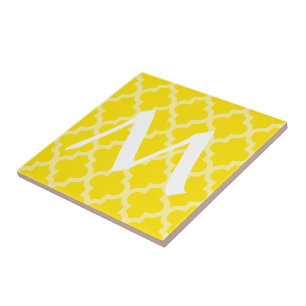 Carreau En Céramique Golden Yellow Moroccan Moods Quatrefoil avec/ Init
