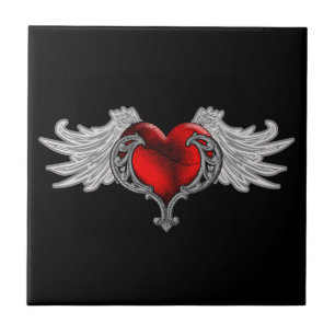Carreau En Céramique Goth Heart avec Ange Wings