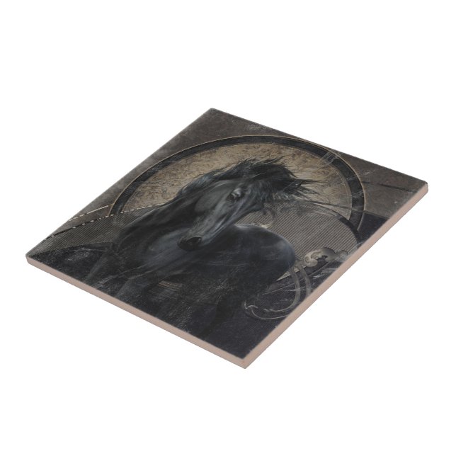 Carreau En Céramique Gothic Friesian Horse (Côté)