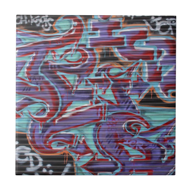 Carreau En Céramique Graffiti violet sur Shutter (Devant)