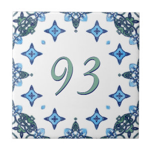 Carreau En Céramique Grand numéro de maison bleu-clair et vert