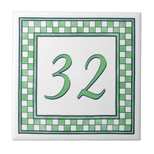 Carreau En Céramique Grand numéro de maison vert et blanc