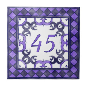 Carreau En Céramique Grand numéro de maison violet et anthracite