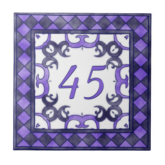Carreau En Céramique Grand numéro de maison violet et anthracite