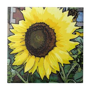 Carreau En Céramique Grand tournesol jaune