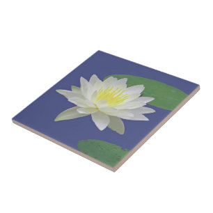 CARREAU EN CÉRAMIQUE "GRANDE FLEUR " TILE/TRIVET EN CÉRAMIQUE DE LOTUS