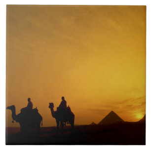 Carreau En Céramique Grandes Pyramides de Gizeh, Égypte au coucher du s