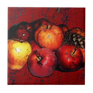 Carreau En Céramique Grandmal's Bunches of Apples Tile-Red
