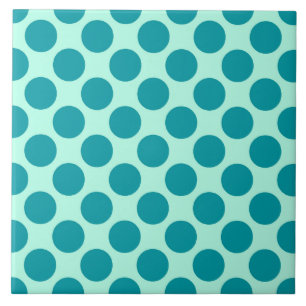Carreau En Céramique Grands points rétro - aqua et turquoise