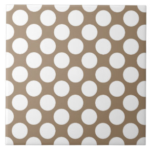 Carreau En Céramique Grands points rétro - blanc et taupe