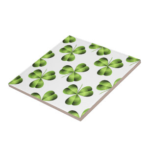 Carreau En Céramique Graphique de trèfle de feuille du shamrock trois