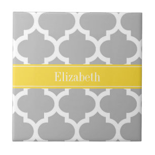 Carreau En Céramique Gray White Moroccan #5 Pineapple Name Monogram