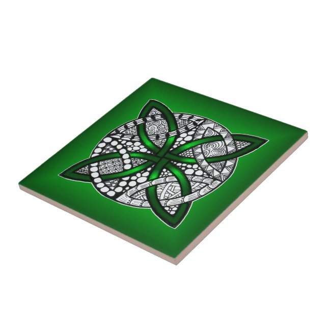 Carreau En Céramique Green Celtic Knot Art original (Côté)