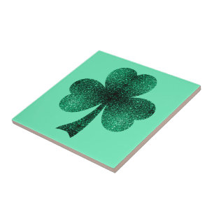 Carreau En Céramique Green Sparkles Shamrock St Patrick' Day turquoise