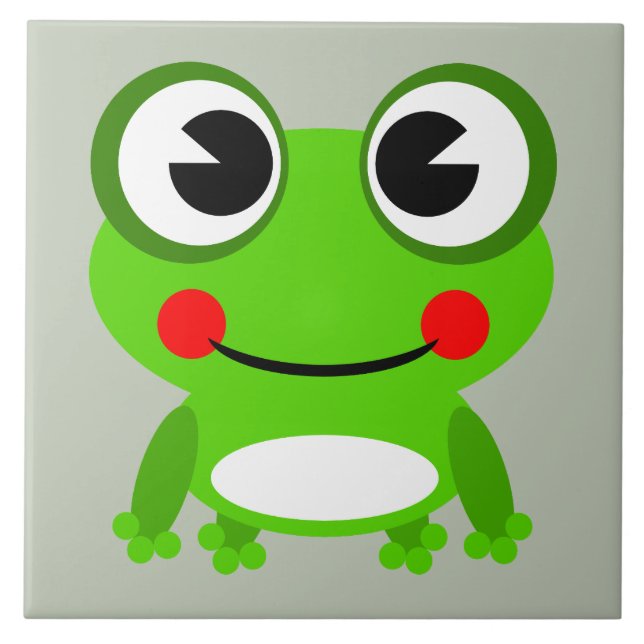 Carreau En Céramique Grenouille mignonne de bande dessinée (Devant)
