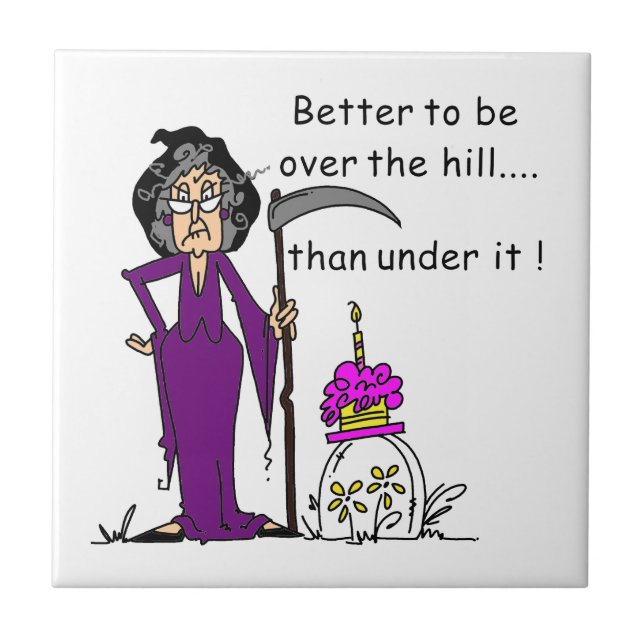 Carreau En Céramique Grim Reaper Humour d'anniversaire (Devant)