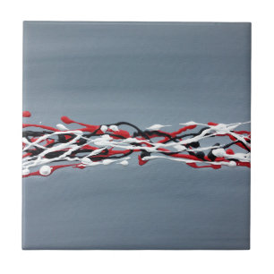 Carreau En Céramique Gris art abstrait rouge et noir
