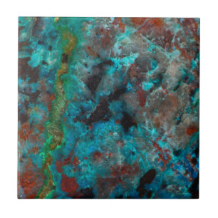 Carreau En Céramique Gros plan de Shattuckite bleue