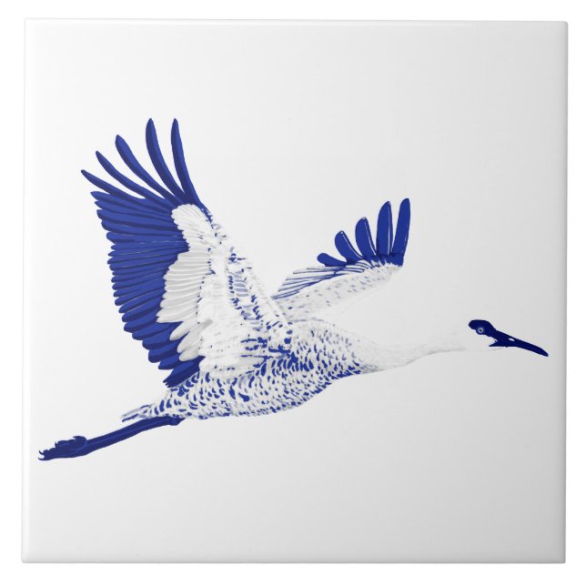 Carreau En Céramique Grues bleues et blanches (Devant)