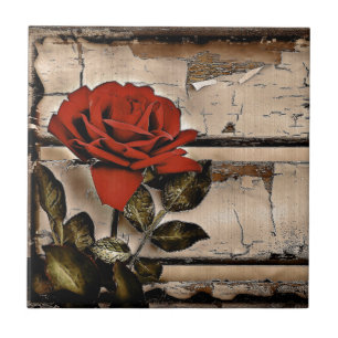 Carreau En Céramique Grunge Distressed Barne Bois Rustique Rose rouge