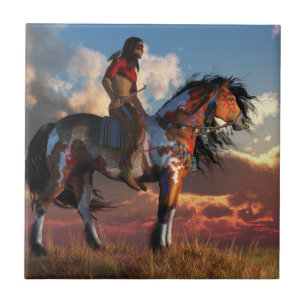 Carreau En Céramique Guerrier et cheval de guerre