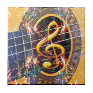 Carreau En Céramique Guitare acoustique psychédélique, conception de pa