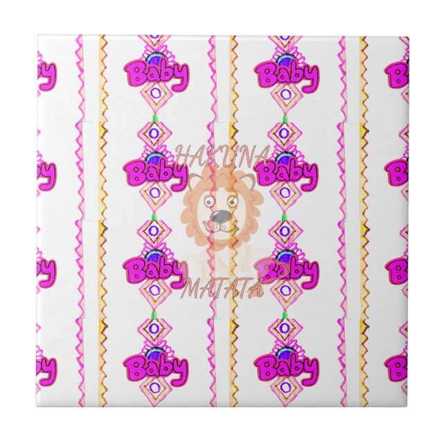 Carreau En Céramique Hakuna Matata : Beau bébé Lion Design Motif (Devant)