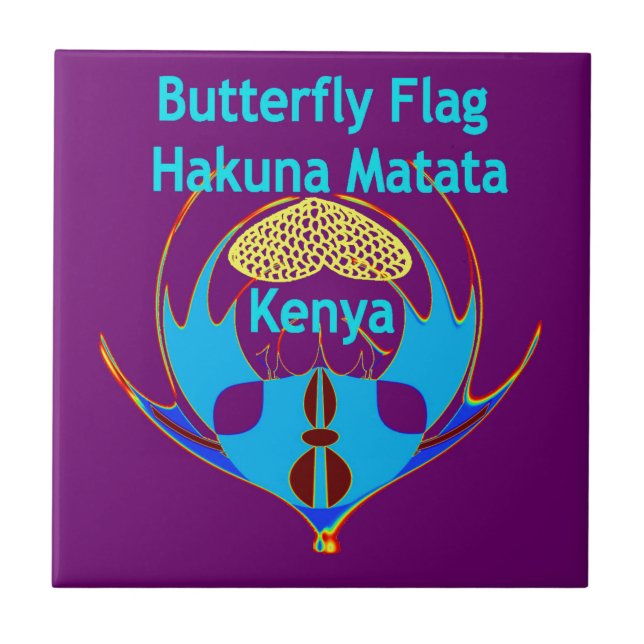 Carreau En Céramique "Hakuna Matata Kenya" Papillon Art Imprimer/Graphi (Devant)