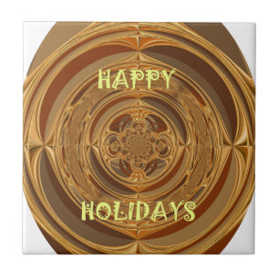 Carreau En Céramique Happy Holidays Circle Art Print/Design