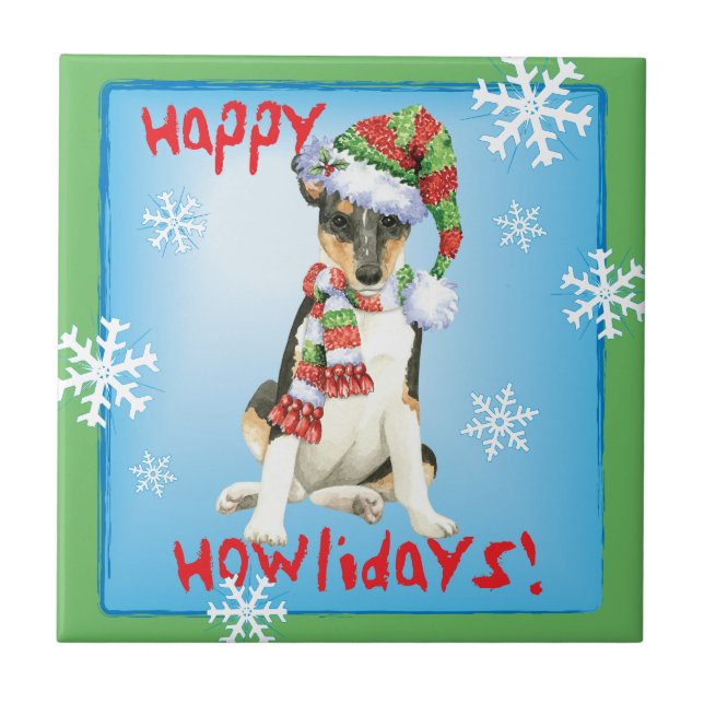 Carreau En Céramique Happy Howlidays Smooth Collie (Devant)