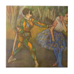 Carreau En Céramique Harlequin et Columbine par Edgar Degas Art ancien