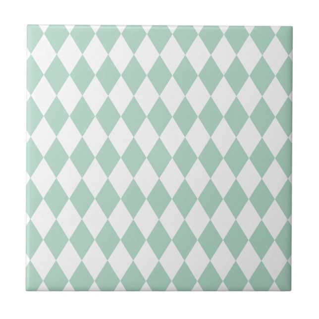 Carreau En Céramique Harlequin Seafoam et blanc (Devant)