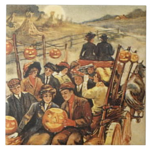 Carreau En Céramique Hauné Hayride Jack O'Lantern Citrouille Moon