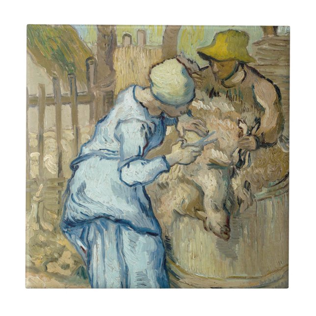 Carreau En Céramique Haveuse de moutons après millet par Vincent van (Devant)