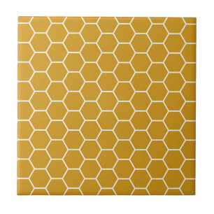 Carreau En Céramique Hexagone géométrique jaune doré Patte de nid