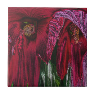 Carreau En Céramique Hibiscus rouge Carrelage d'art Abstrait floral