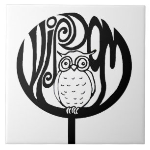 Carreau En Céramique hibou de sagesse dans un arbre