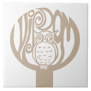 Carreau En Céramique hibou de sagesse dans un arbre