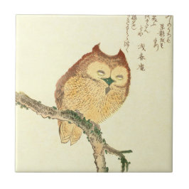 Carreau En Céramique Hibou japonais vintage de l'impression | de