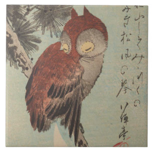 Carreau En Céramique Hibou sur le pin par Ichiryusai Hiroshige
