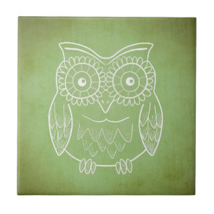 Carreau En Céramique Hibou vert