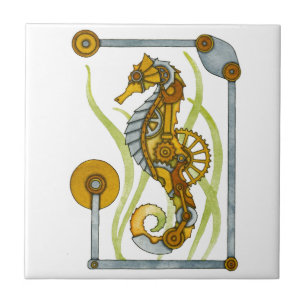 Carreau En Céramique Hippocampe de Steampunk