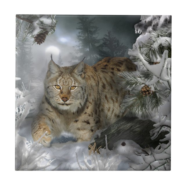 Carreau En Céramique Hiver Lynx (Devant)